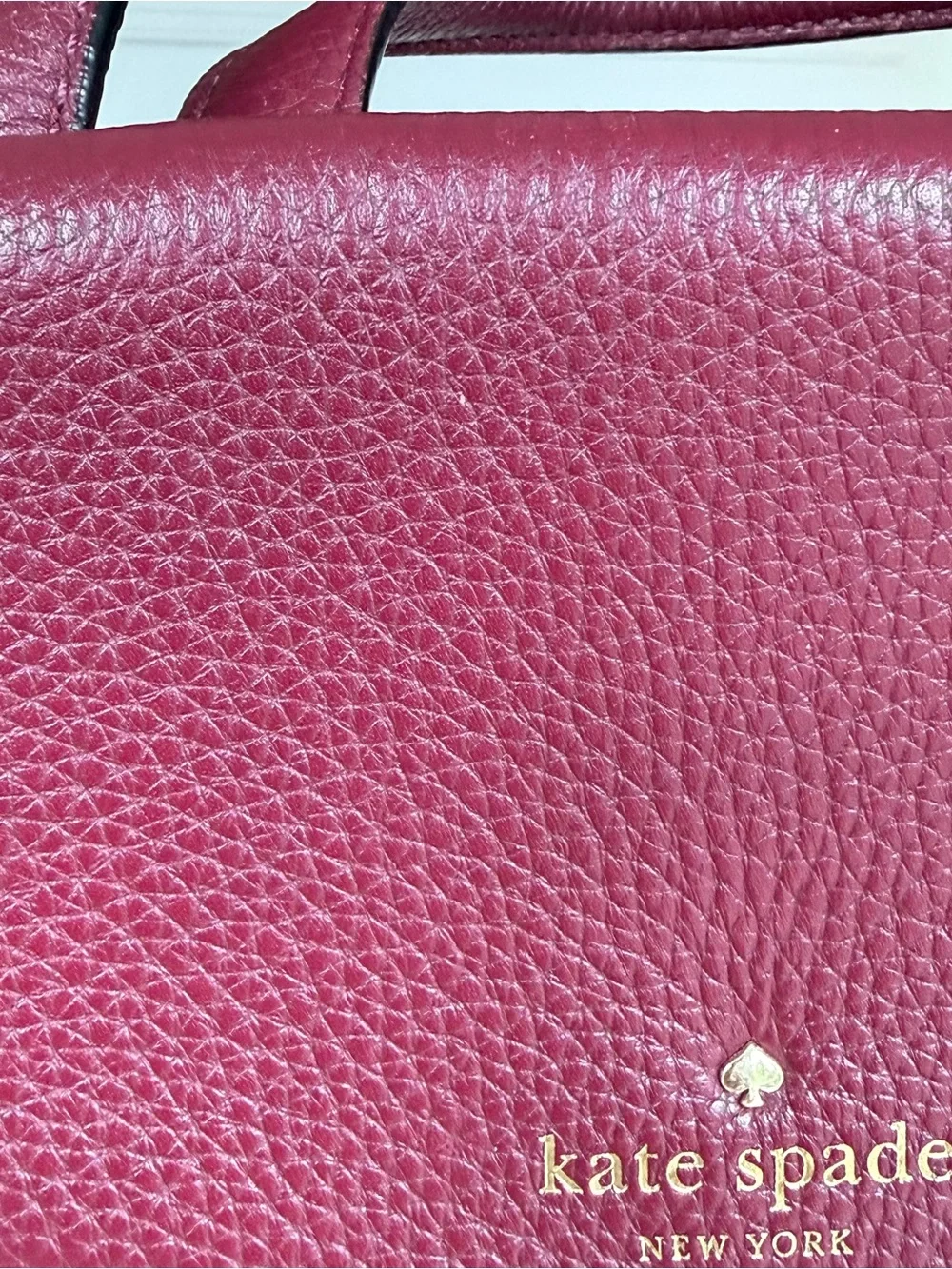 Kate Spade Burgundy Pebbled Leather Cobble Hill Adrien Satchel Bag